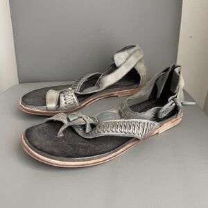 Free People Lone Star Gray Strapping Sandals Size 41 US 10